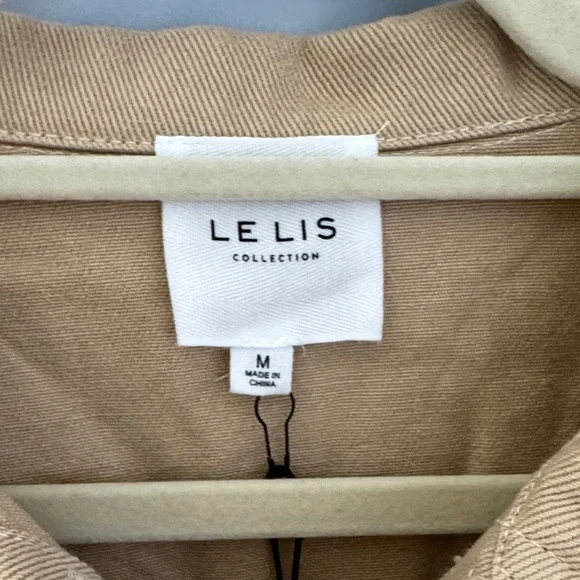 Le Lis Women's Tan and Cream Color Block Jean Jacket - Picture 2 of 7